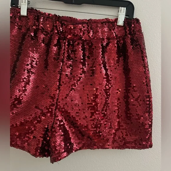 Sincerely Jules Sparkling Scarlet High Waist Shorts - Picture 3 of 7